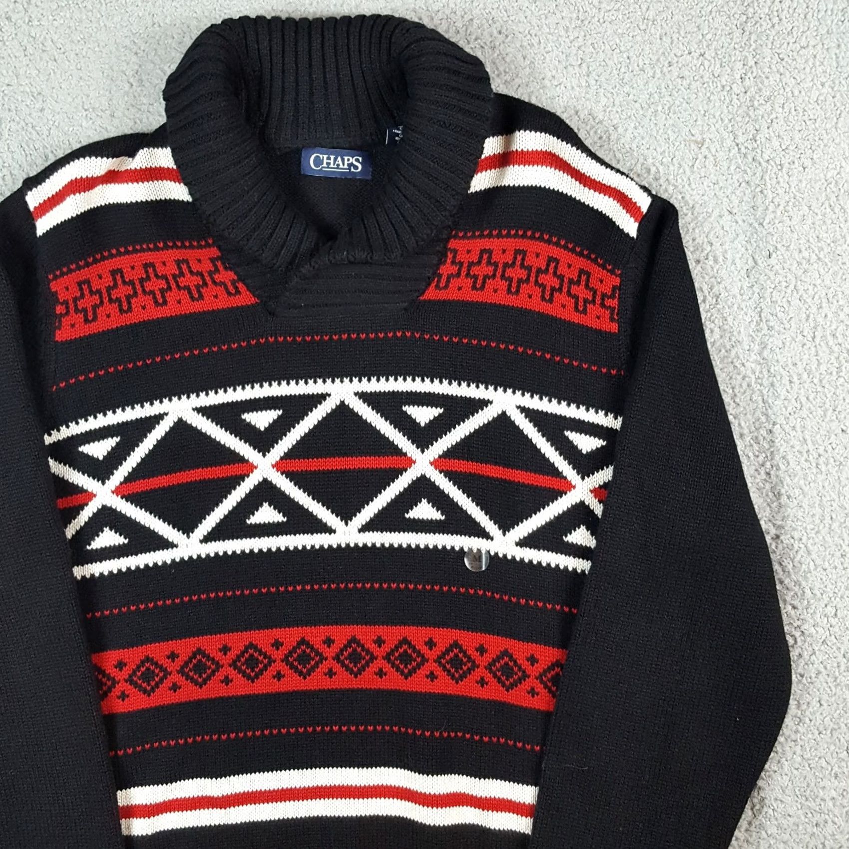 Chaps VINTAGE Chaps Ralph Lauren Aztec Western Knit Shawl Collar Pullover Sweater M Red Mens Size US M / EU 48-50 / 2 - 3 Thumbnail