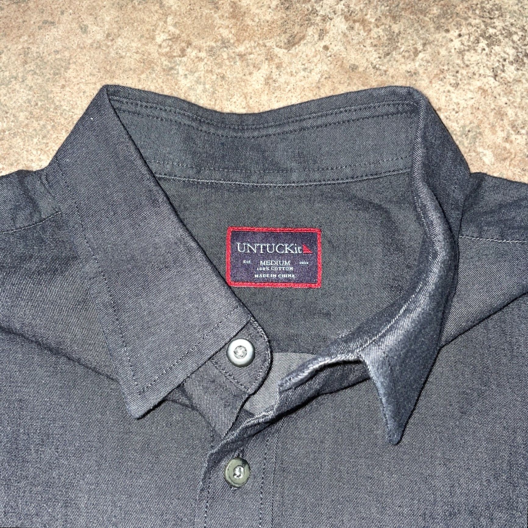 UNTUCKit VINTAGE Untuckit Gray Men's Button-Down Shirt Long Sleeve Medium M Size US M / EU 48-50 / 2 - 2 Thumbnail