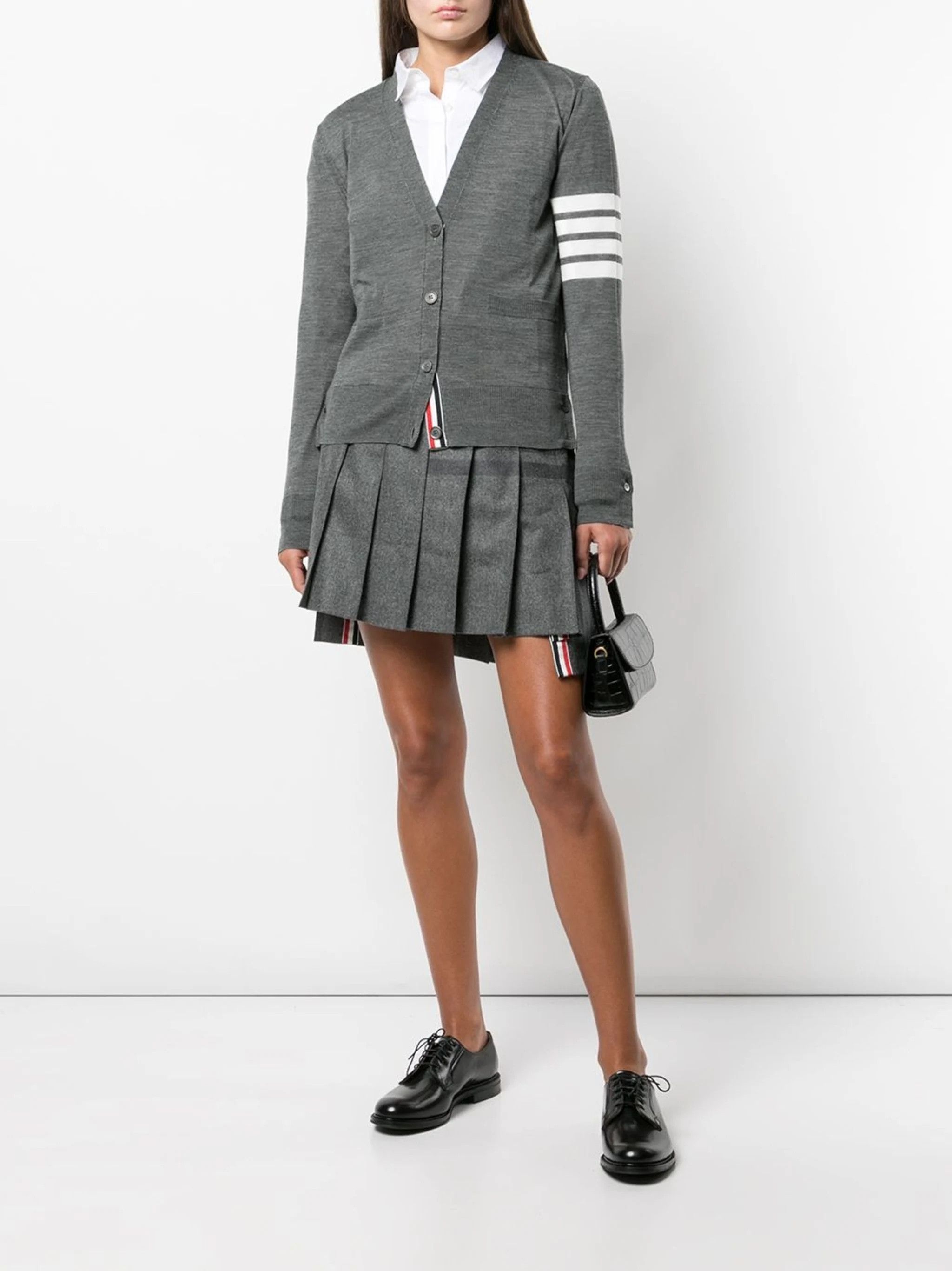 Thom Browne o1s22i1n0924 4-Bar Wool Melange Cardigan in Grey Size M / US 6-8 / IT 42-44 - 2 Thumbnail