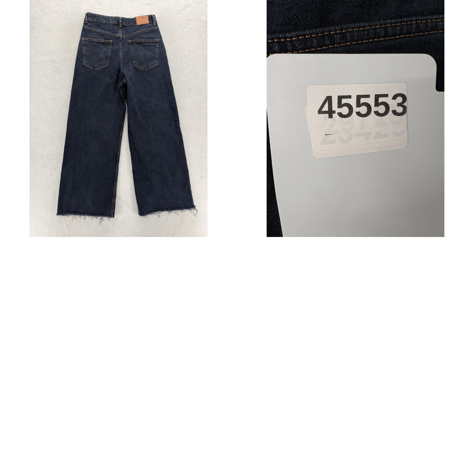 Zara Zara Jeans Womens 4 Blue High Rise Wide Leg Cropped Raw Hem Denim Distressed Pockets Boho Streetwear Girls/Womens Size 27" / US 4 / IT 40 - 9 Thumbnail