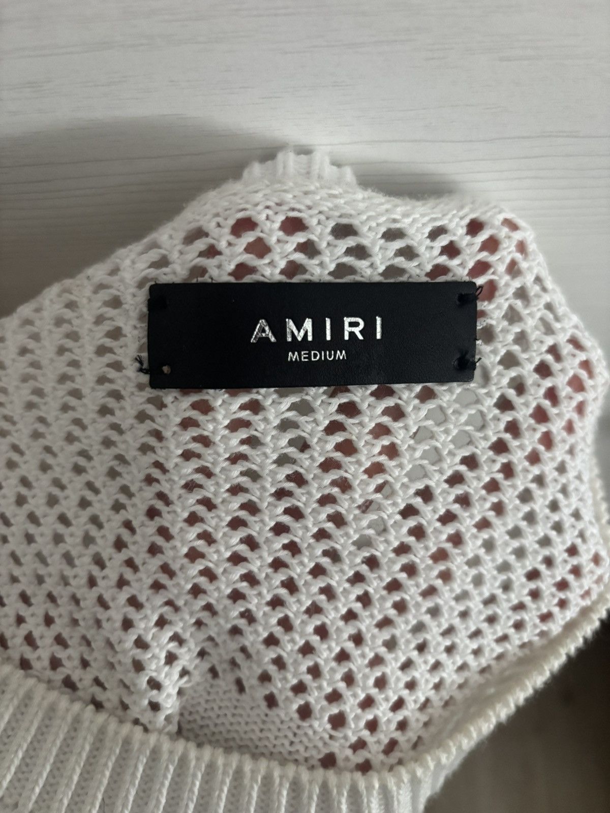 Amiri Tiger Knit Mesh Sweater - White - Size M