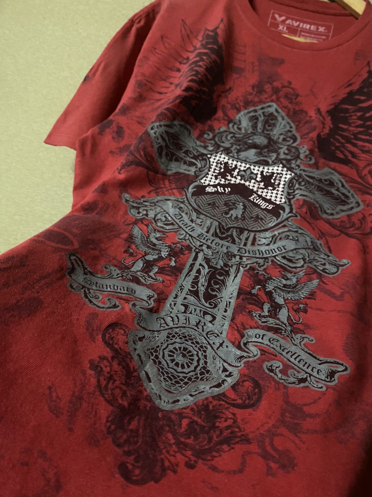 Affliction × Avirex Avirex Grunge Affliction Cross Wings Tee Size US XL / EU 56 / 4 - 5 Thumbnail