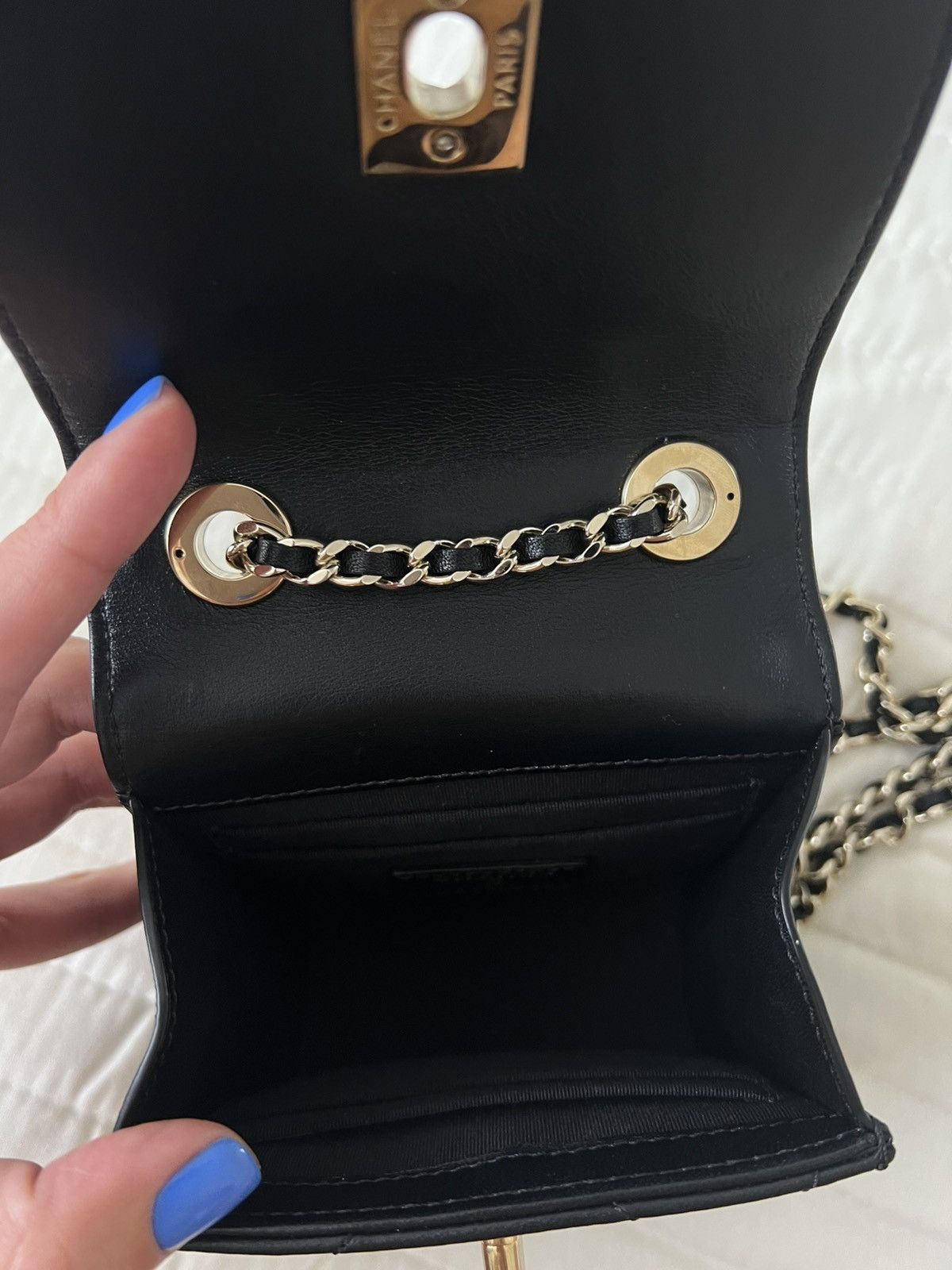 Chanel Chanel Lambskin Quilted Mini Trendy CC Chain Wallet Black Size ONE SIZE - 10 Thumbnail