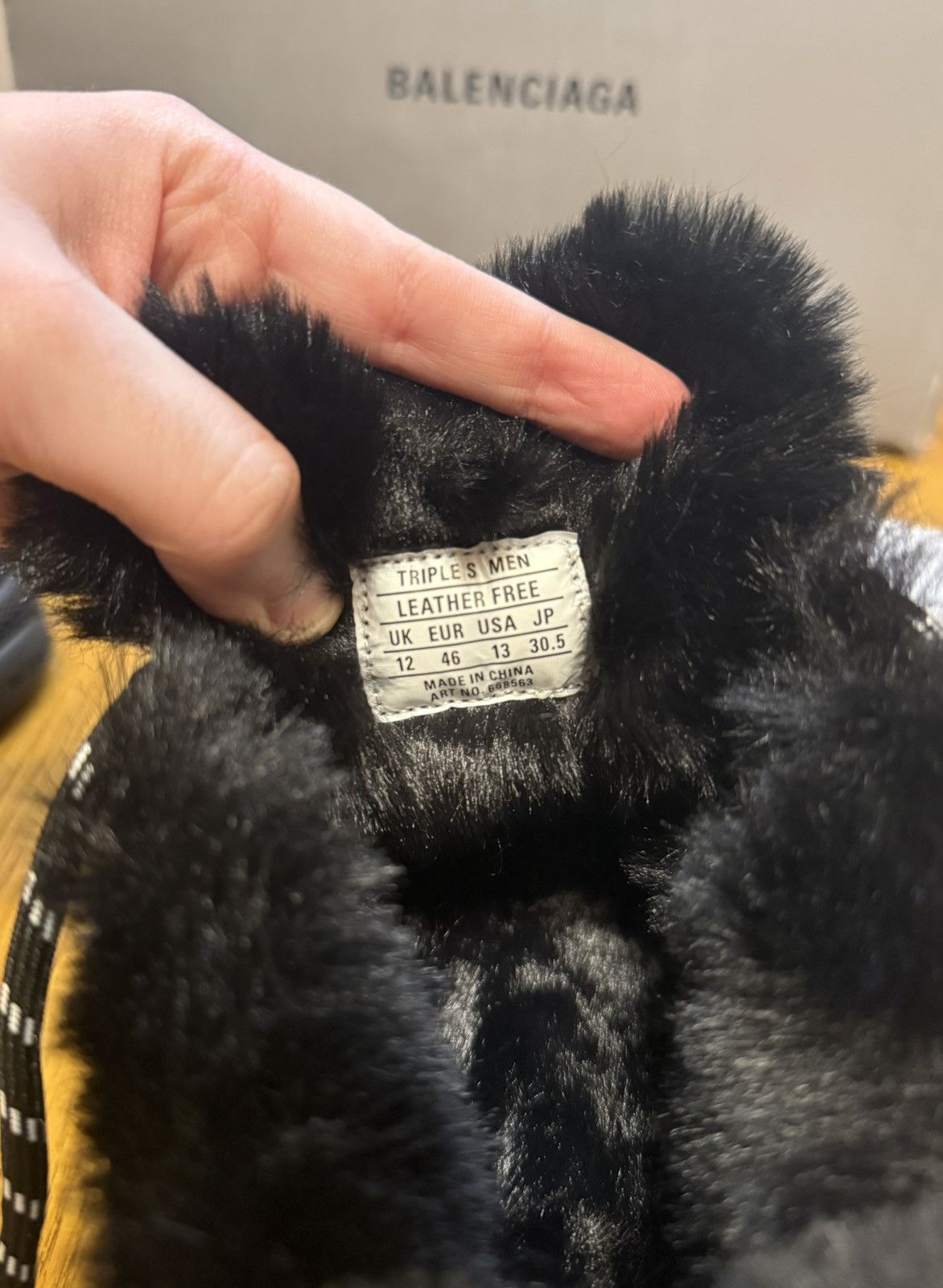 Balenciaga Balenciaga Triple S Faux Fur (Black) Size US 13 / EU 46 - 7 Thumbnail