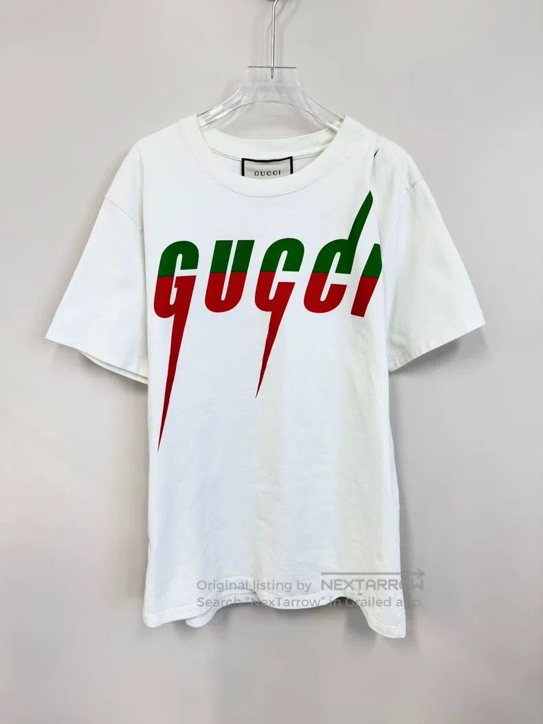 Gucci Gucci Beige blade letter print logo short sleeve Size US XS / EU 42 / 0 - 1 Thumbnail