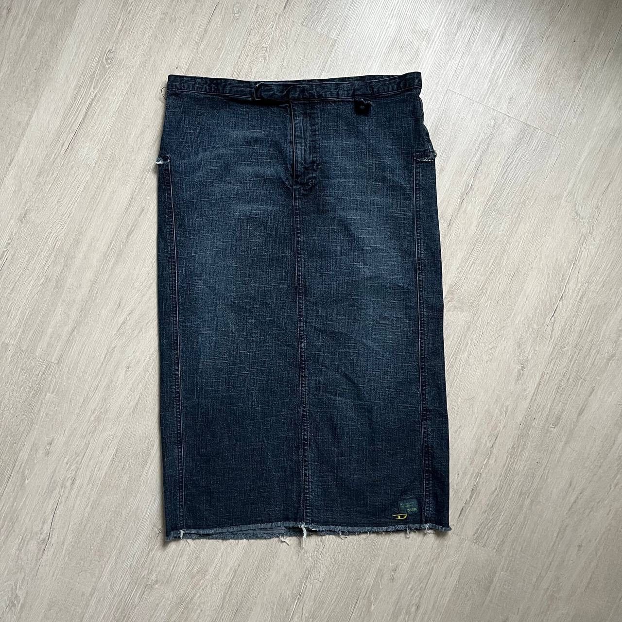 image of Diesel Midi Skirt Distressed Denim Y2K in Navy, Women's (Size 30)