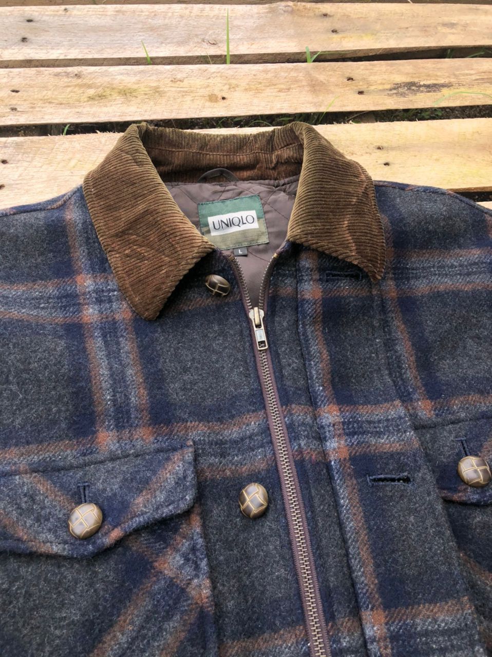 Japanese Brand × Uniqlo × Vintage Vintage 90s Uniqlo Checkered Wool Jacket Size US L / EU 52-54 / 3 - 6 Thumbnail