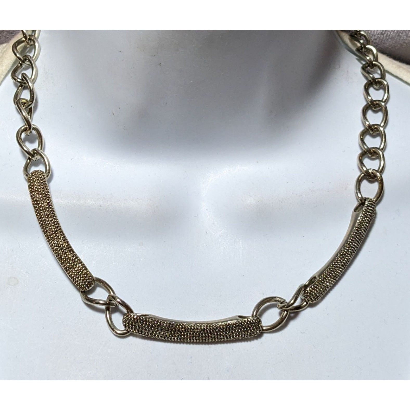 Monet Vintage Monet Textured Bar Link Accent Necklace Size ONE SIZE - 5 Thumbnail