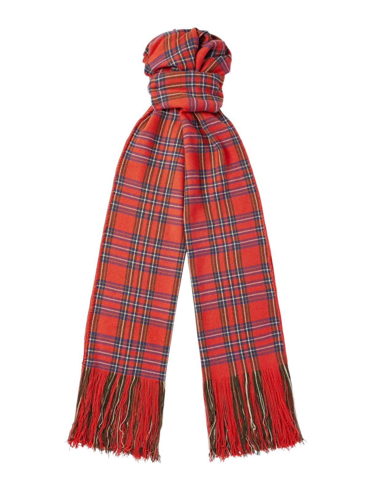 $2500 Cashmere Flame Tartan Scarf