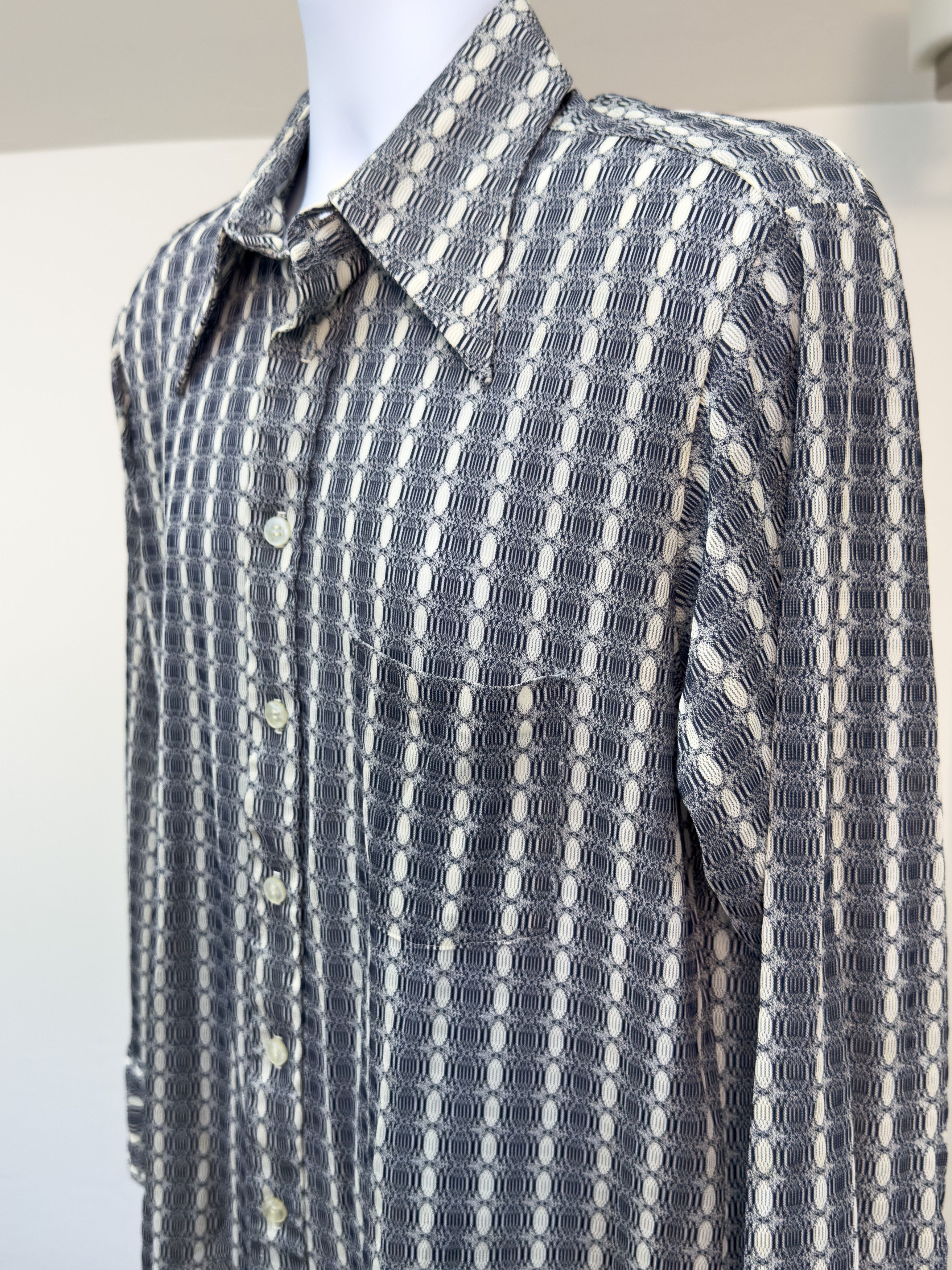JCPenney Vintage 70s JCP Towncraft Designer Collection Disco Shirt Size US M / EU 48-50 / 2 - 2 Thumbnail