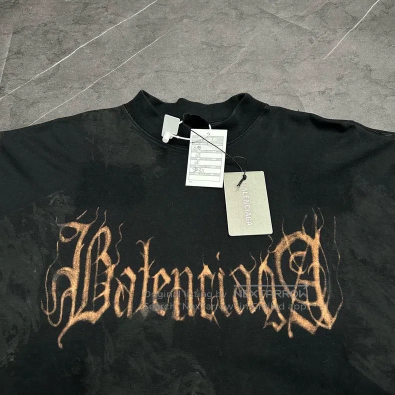 Balenciaga Balenciaga Flame Sanskrit Mud-Dyed Short Sleeve Size US S / EU 44-46 / 1 - 4 Thumbnail