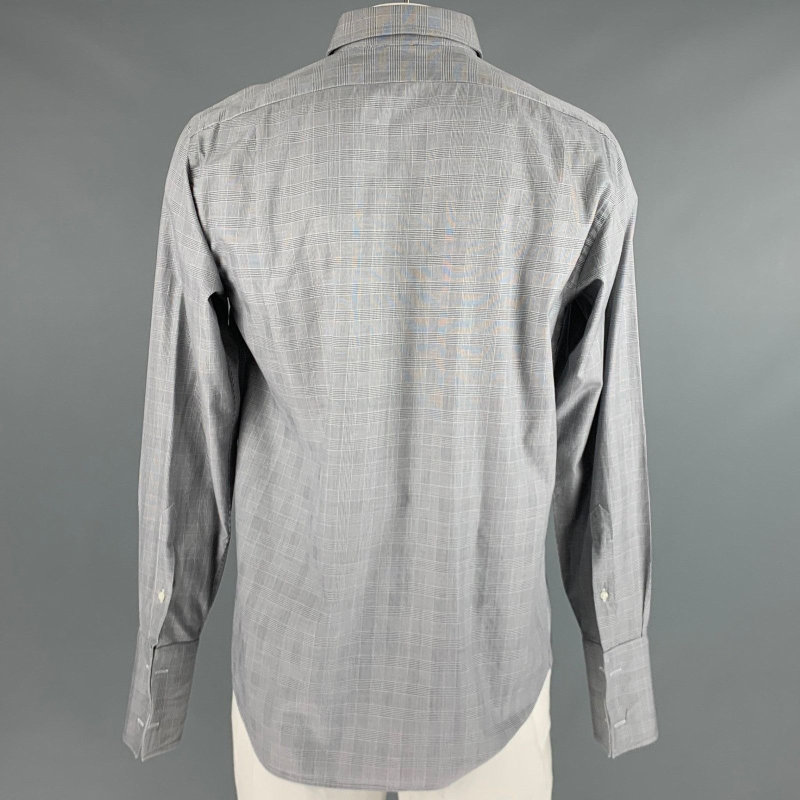 Ralph Lauren Size L Grey Plaid Cotton French Cuff Long Sleeve Shirt Size US L / EU 52-54 / 3 - 3 Thumbnail