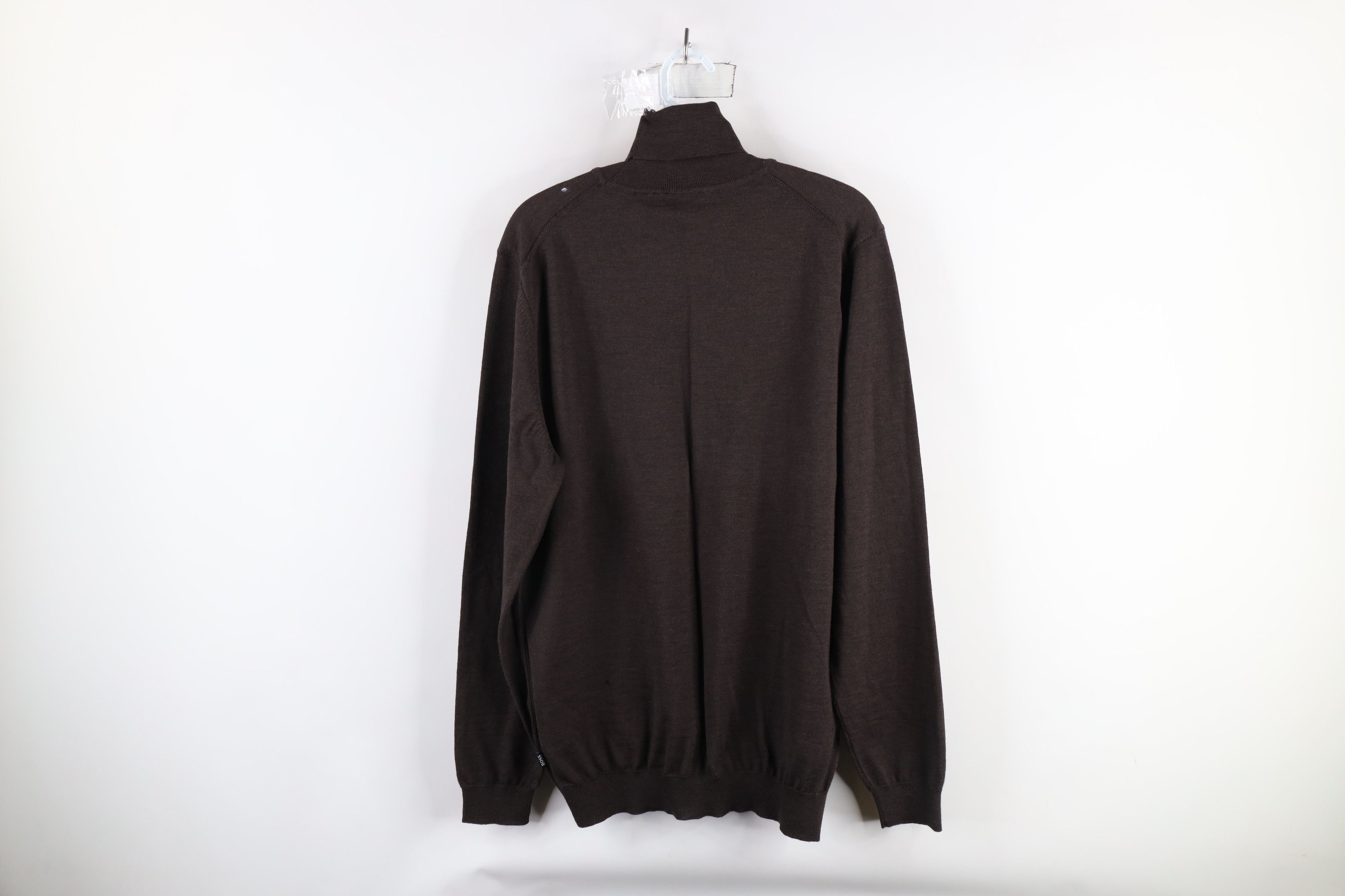 Hugo Boss × Vintage Hugo Boss Merino Wool Knit Turtleneck Sweater Brown Size US XL / EU 56 / 4 - 9 Thumbnail