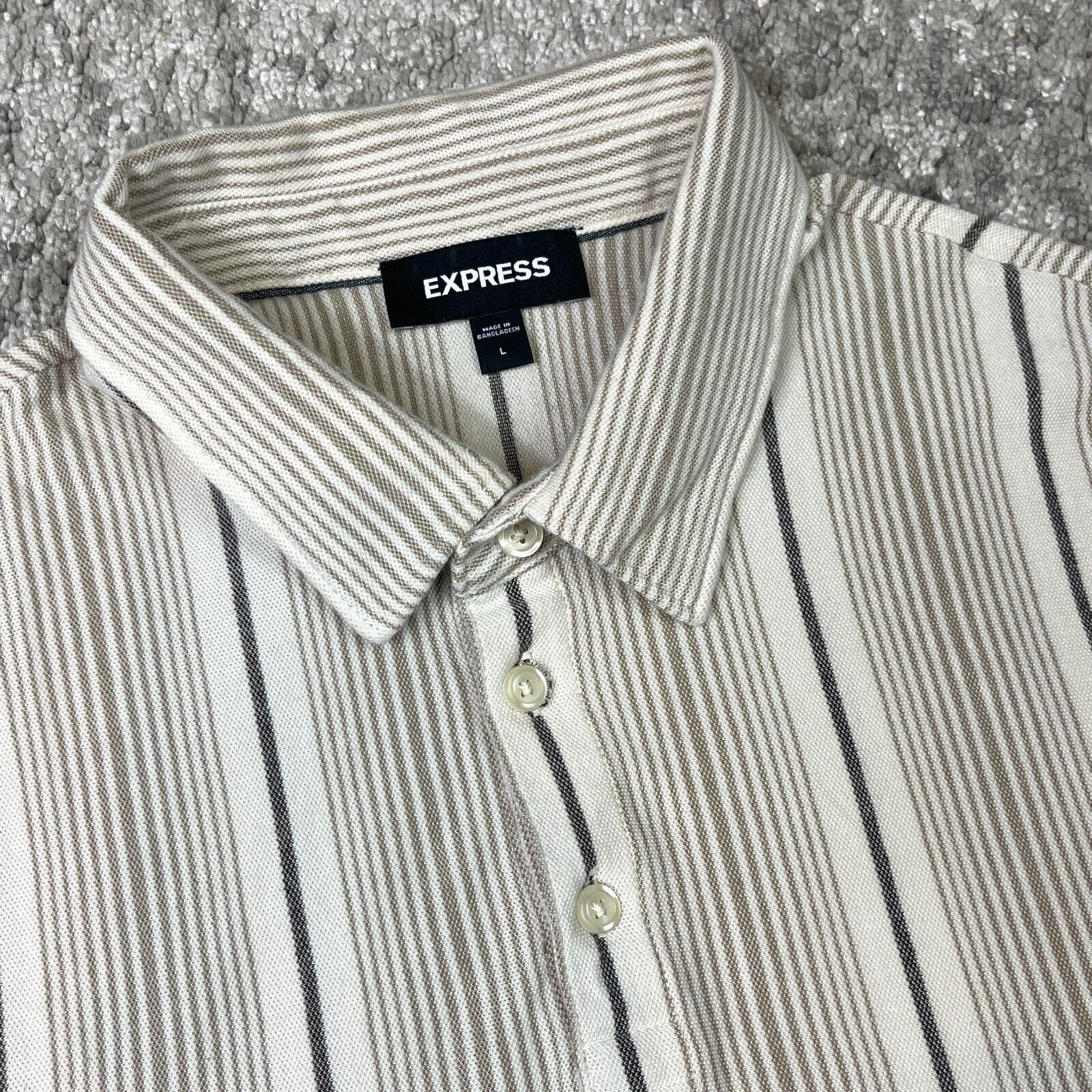 Express Express Mens Vertical Striped Polo short sleeve Shirt Size US L / EU 52-54 / 3 - 3 Thumbnail