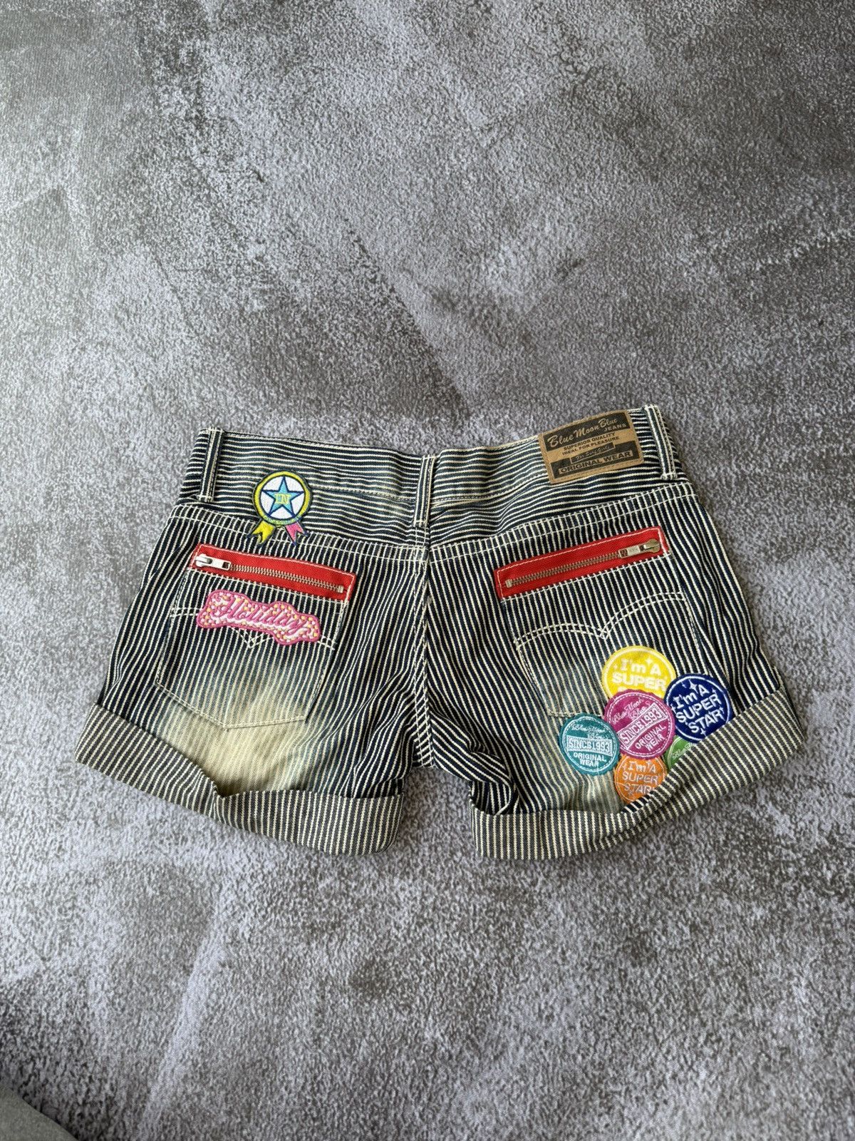 Hysteric Glamour Bluemoonblue Patch Stripe Shorts Pants Size US 33 - 2 Thumbnail