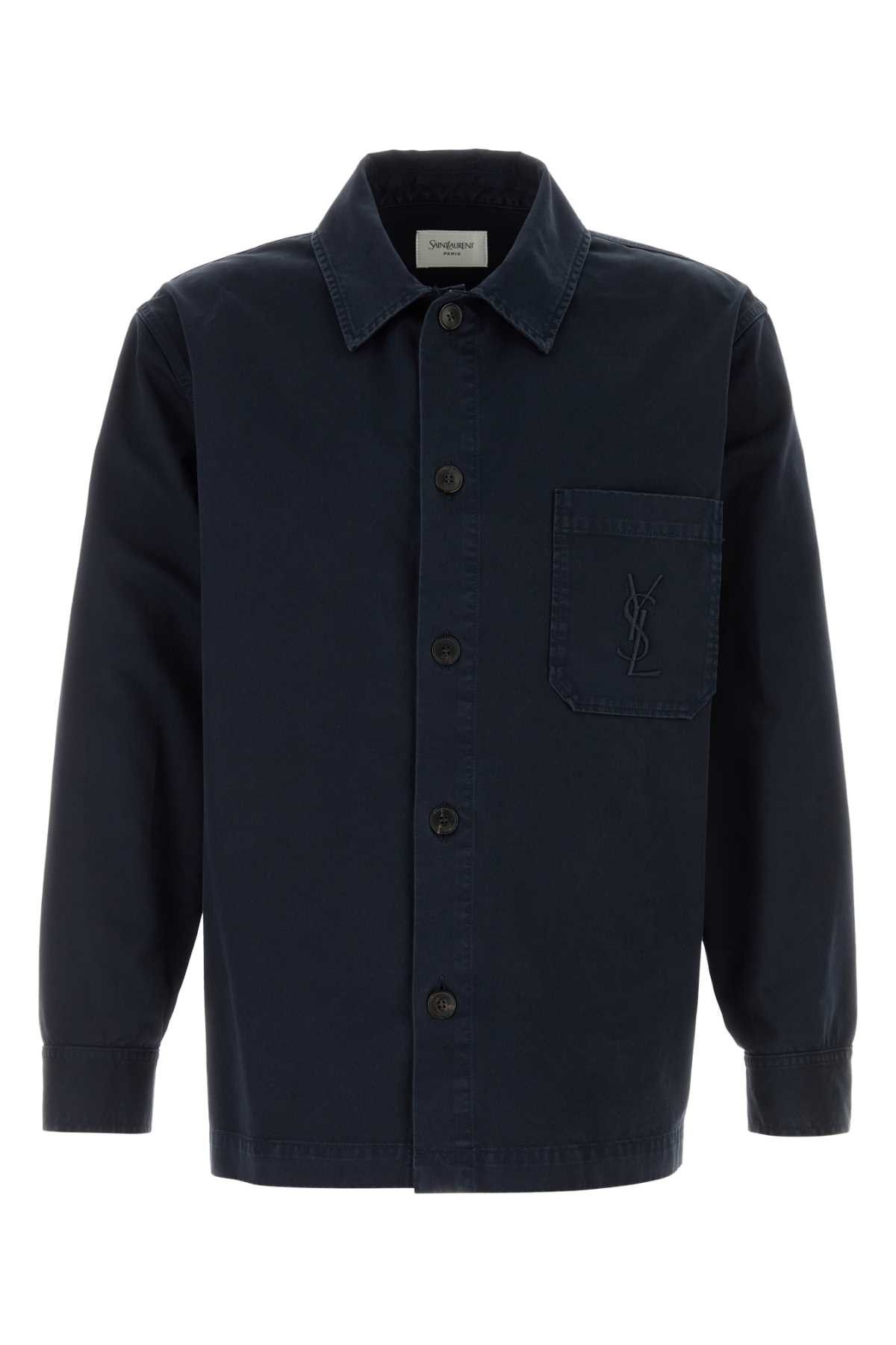 Saint Laurent Paris Dark Blue Cotton Shirt Size US XL / EU 56 / 4 - 1 Thumbnail