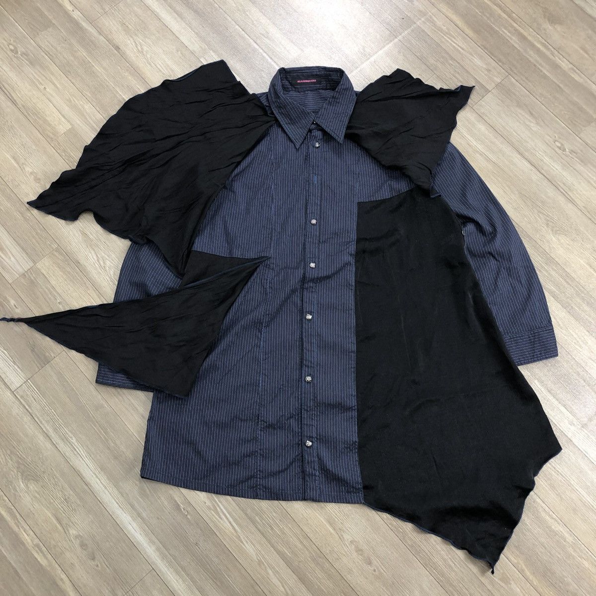 If Six Was Nine × Japanese Brand × Le Grande Bleu (L.G.B.) 2000s Algonquins Bondage Punk LGB GOA Striped Button Up Size US M / EU 48-50 / 2 - 2 Thumbnail