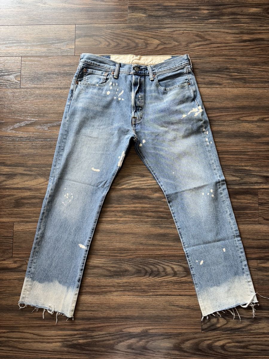 Kith × Levi's Kith x Levis salt bleached AOP 501 jeans | Grailed