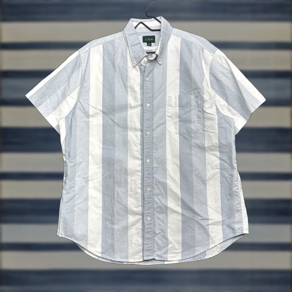 J.Crew VINTAGE J.CREW Oarsman Shirt Mens XL Striped Linen Cotton Button Short Sleeve Size US XL / EU 56 / 4 - 1 Thumbnail
