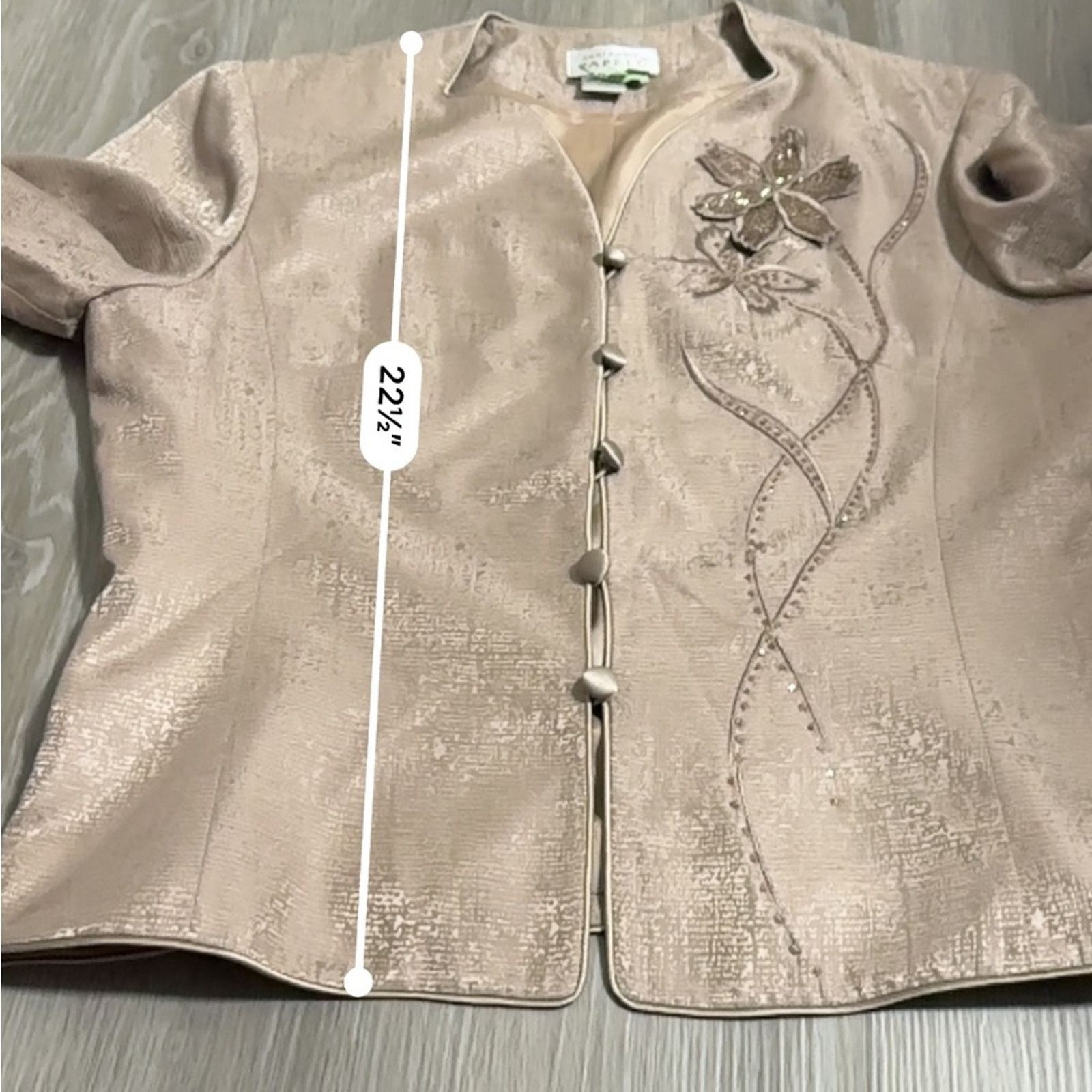 Adrianna Papell Adrianna Papell 100% Silk Beige Blazer Skirt Set Size 12 Size XL / US 12-14 / IT 48-50 - 12 Thumbnail