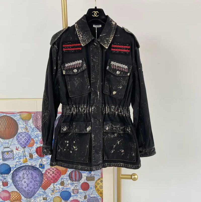 Miu Miu Miu Miu Black Cotton Women's Spring Jacket 0089 Size XS / US 0-2 / IT 36-38 - 1 Thumbnail