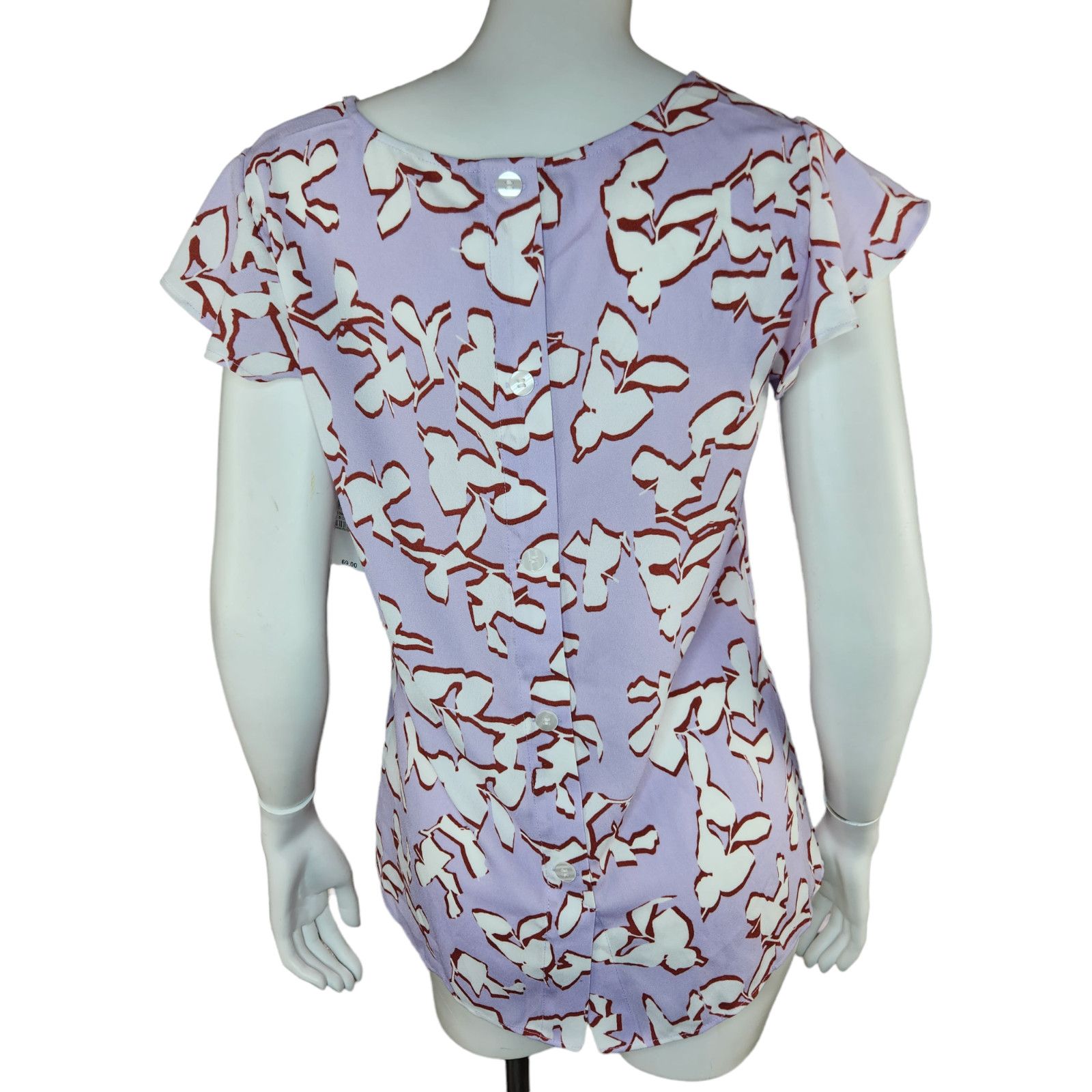 Other Halogen Purple Charlie Floral Back Blouse Women XS Size XS / US 0-2 / IT 36-38 - 6 Thumbnail