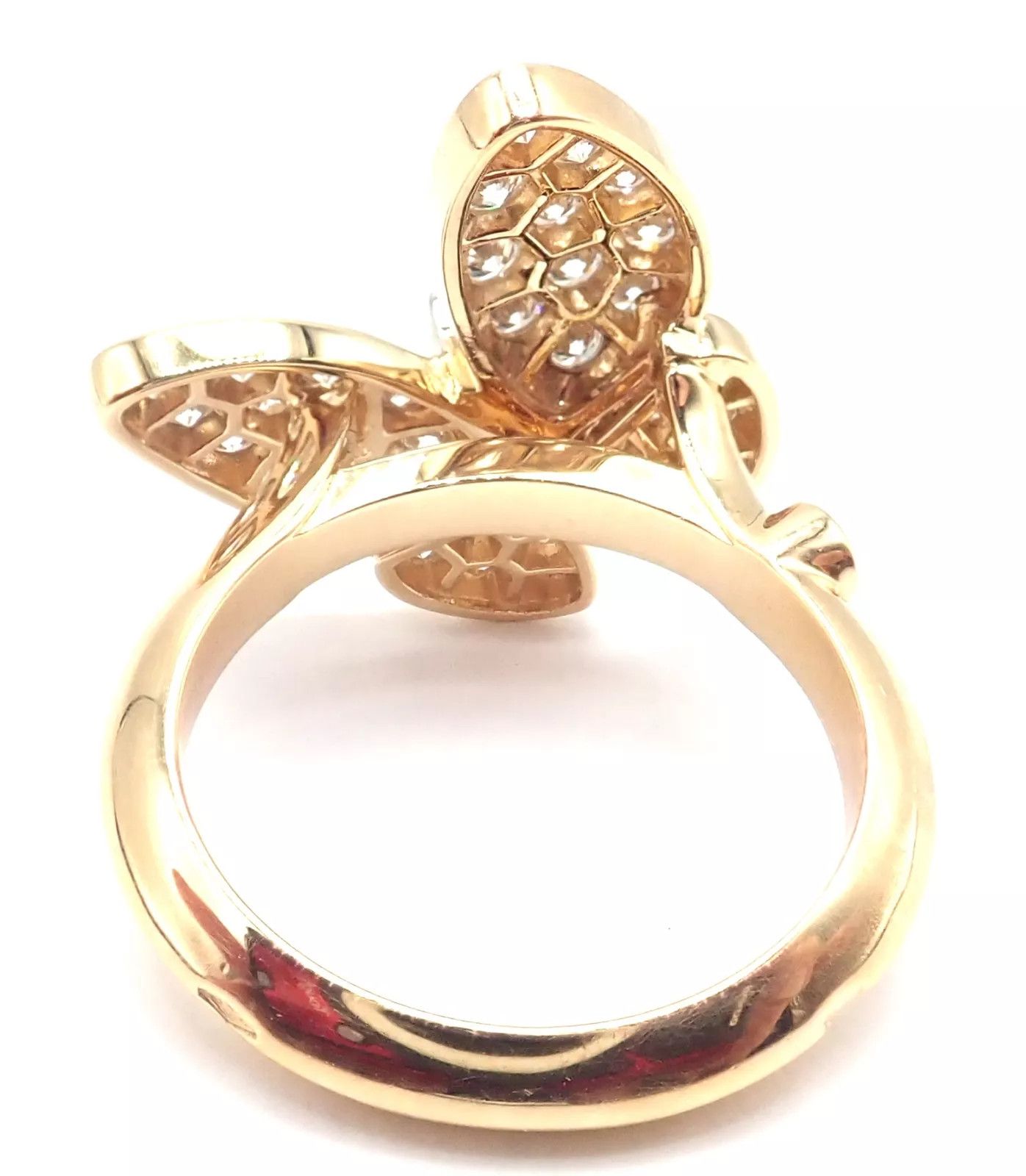 Cartier 18k Yellow Gold Diamond Two Butterfly Ring Cert. Size ONE SIZE - 4 Thumbnail