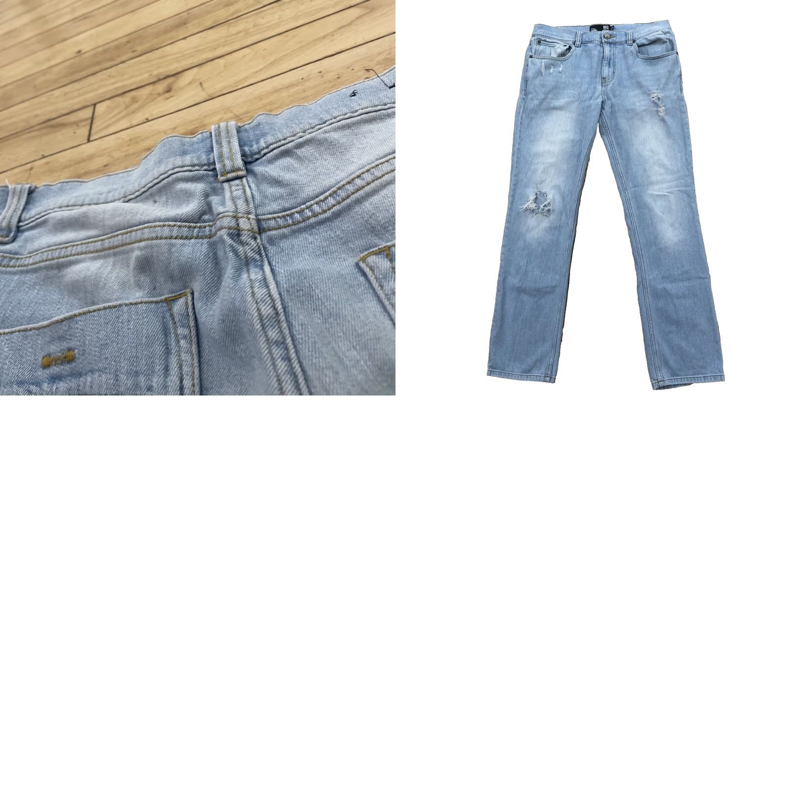 Rsq RSQ Jeans Men 32x32 London Skinny Light Blue Denim Distressed 5-Pocket 32 Inseam Slim Straight"} Size US 32 / EU 48 - 11 Thumbnail