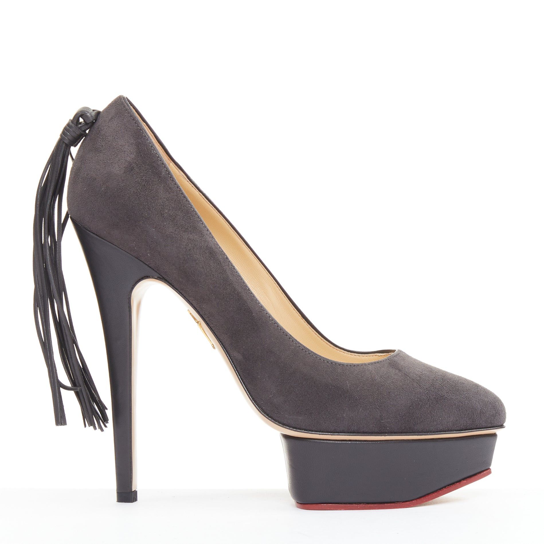 Charlotte Olympia CHARLOTTE OLYMPIA Dark Horse tassel tail grey suede platform pumps EU37.5 Size US 7.5 / IT 37.5 - 1 Thumbnail