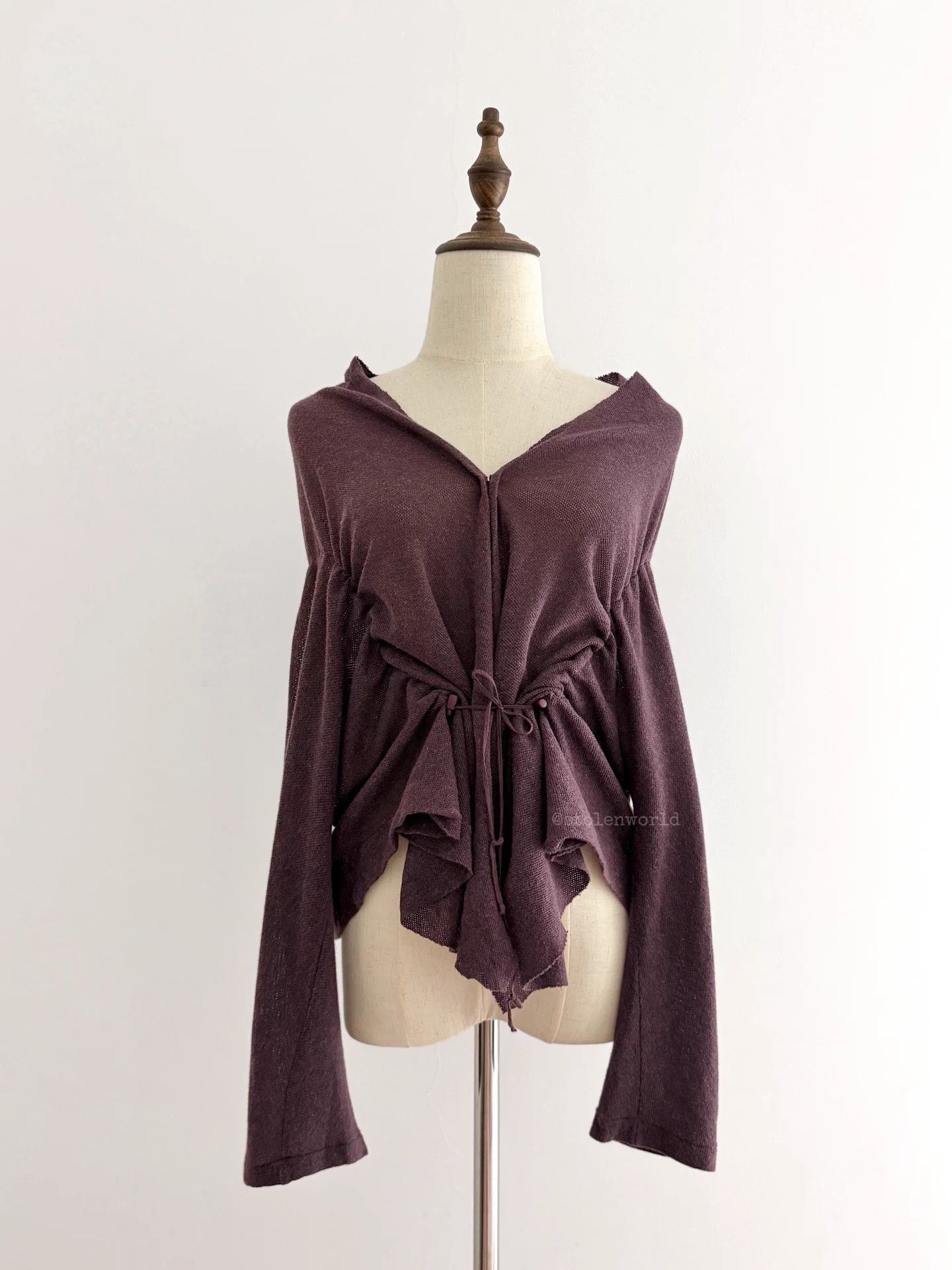 Y's Y's Drawstring Deconstructed Cotton Wool Lightweight Top Size M / US 6-8 / IT 42-44 - 3 Thumbnail