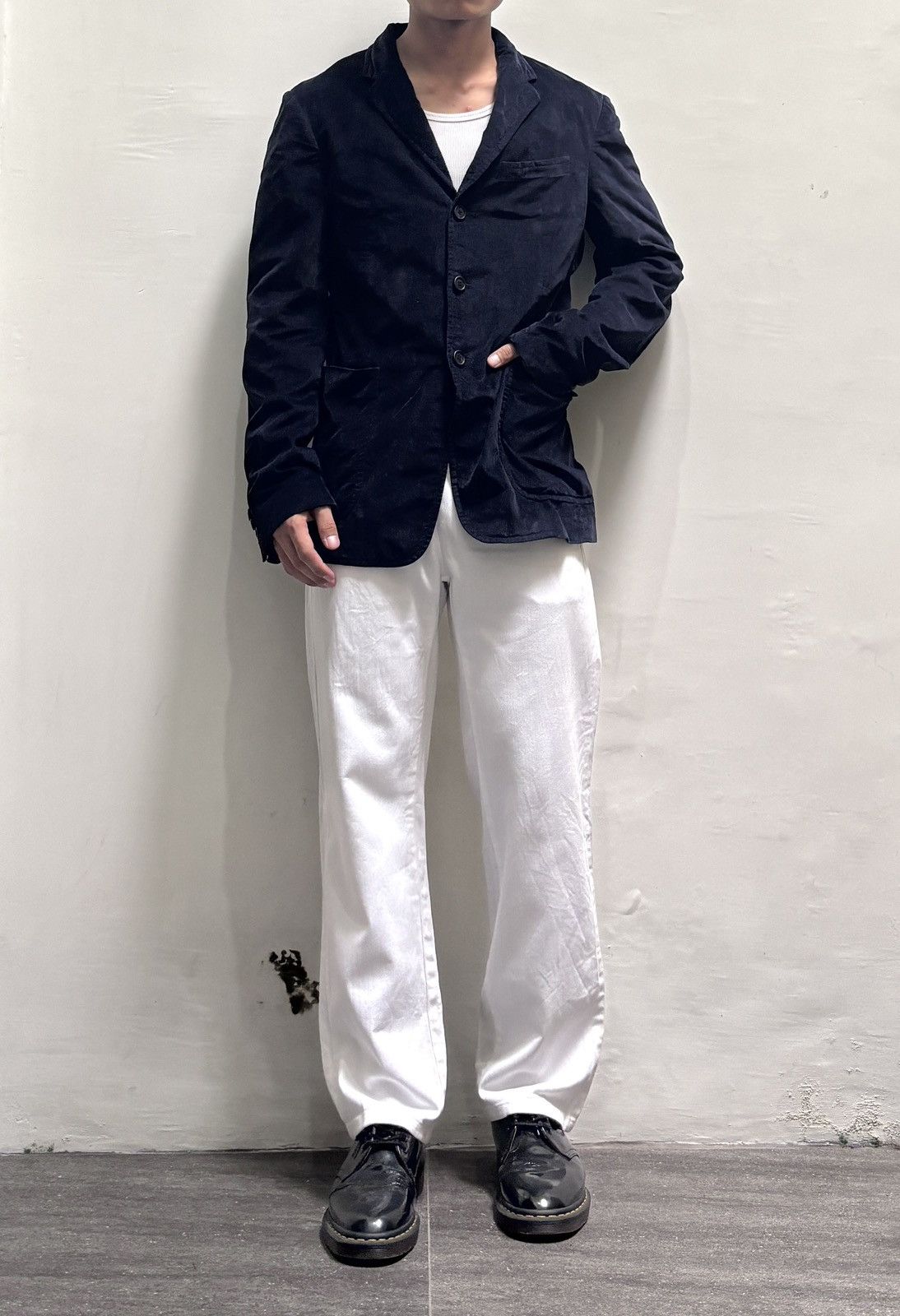 Prada FREE TAX! 2000s Navy Corduroy Blazer Jacket Size US S / EU 44-46 / 1 - 1 Thumbnail