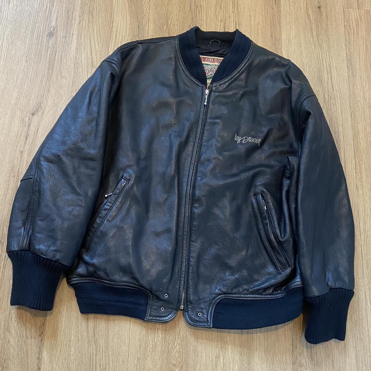 Diesel 80s Diesel Vintage Black 100% leather bomber jacket Size US L / EU 52-54 / 3 - 1 Thumbnail