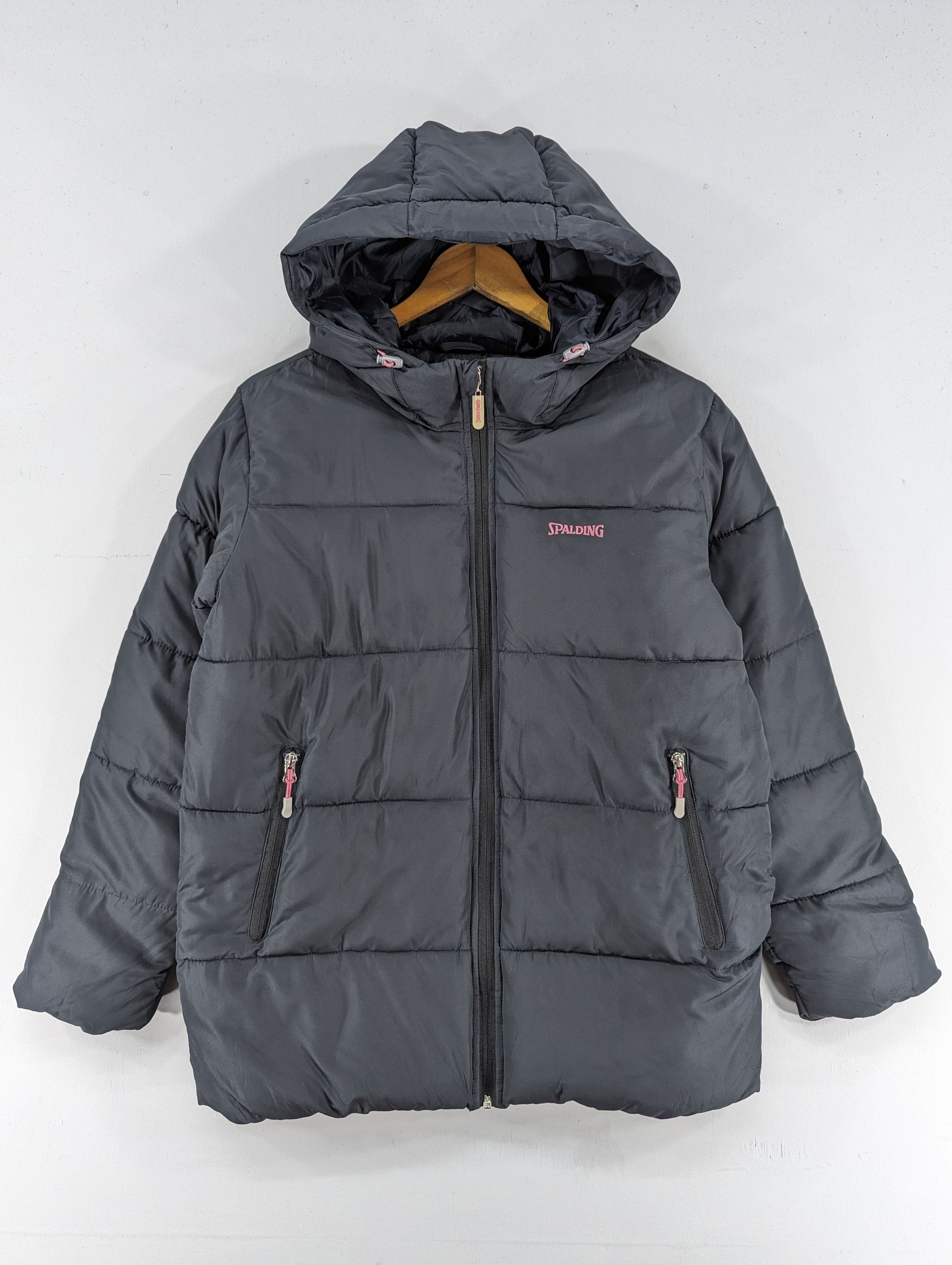 image of Spalding Puffer Down Zipper Hooded Jacket in Dark Blue, Men's (Size Large)
