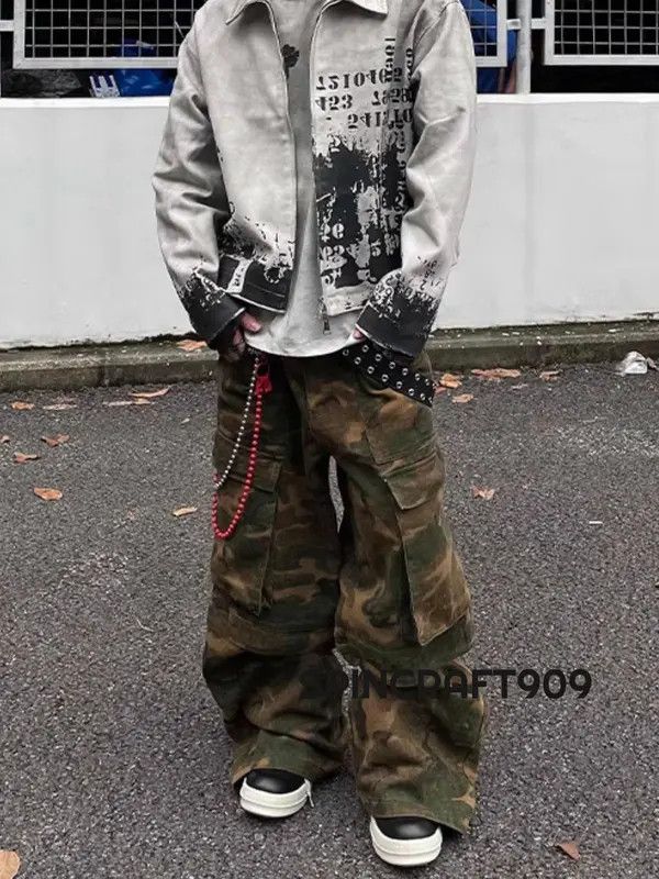 Vintage Hirakawa x Kino Baggy Cargo Camo Wide Leg Flare Pants Size US 33 - 2 Thumbnail