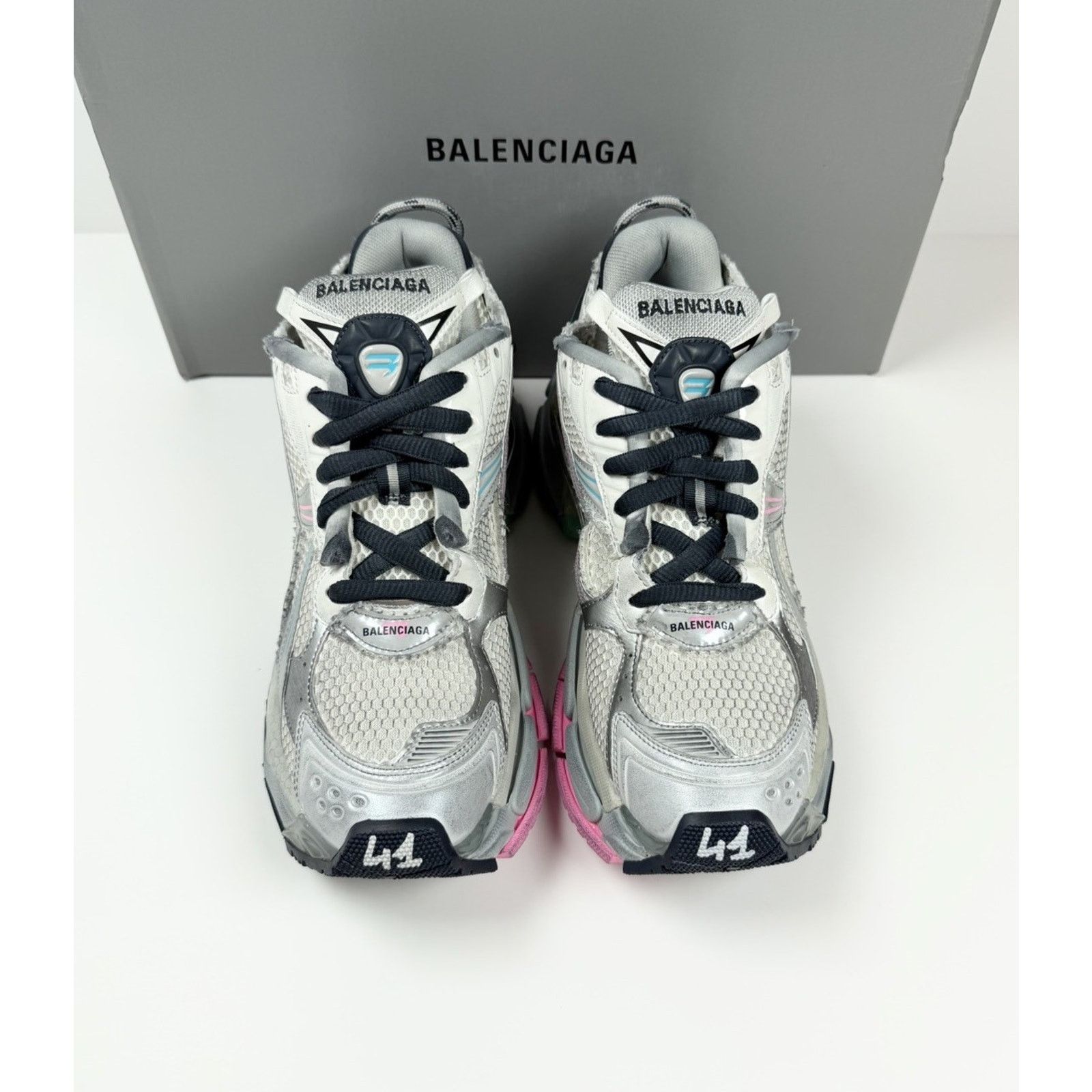Balenciaga Size 41EU/8US - Balenciaga Runner Grey Pink Blue NEW! Size US 8 / EU 41 - 3 Thumbnail