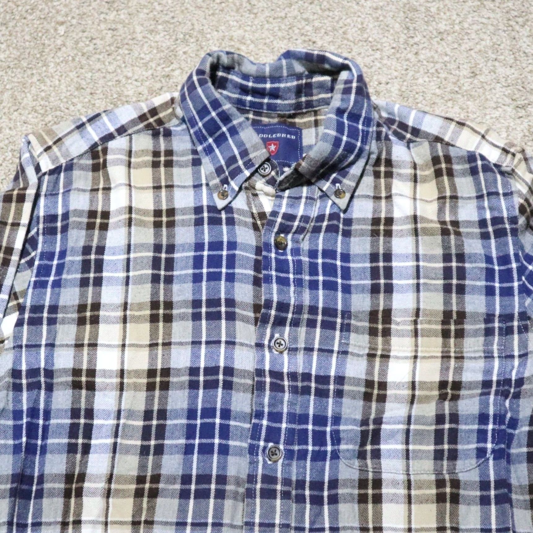 Vintage Saddlebred Shirt Button-Up Mens Small Blue Plaid Long Sleeve Cotton Blend Modern Classic Size US S / EU 44-46 / 1 - 2 Thumbnail