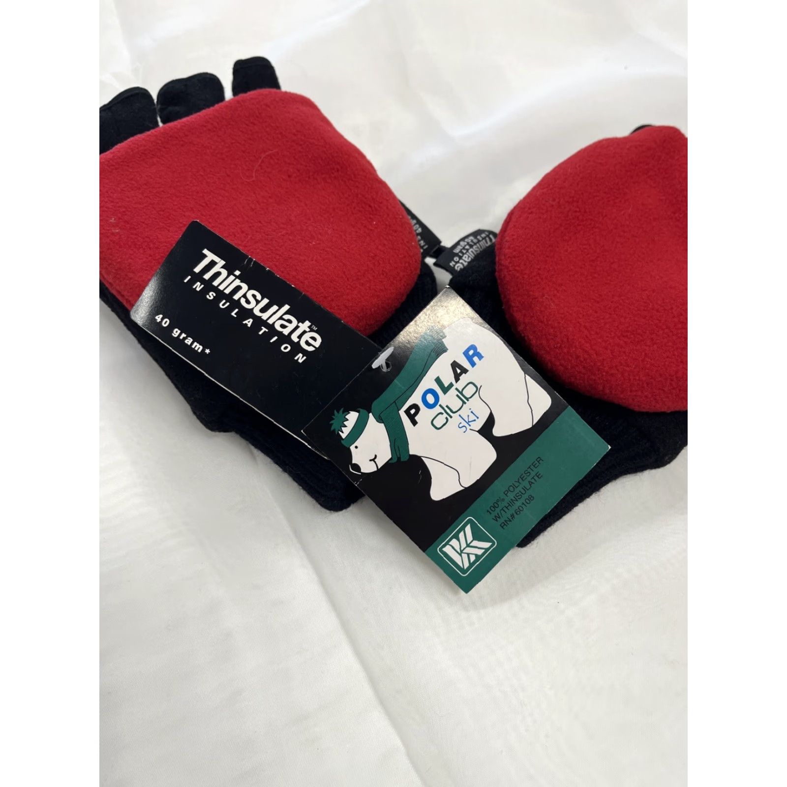 Thinsulate Insulation Mens Convertible Fingerless Gloves With Mitten Cover Red Black Mitten Convertible Glove Mens One Size Colorful