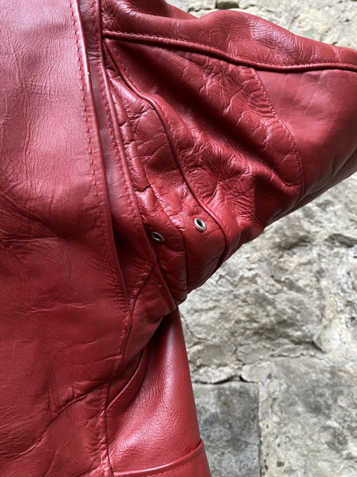 Schott Oversized Red Schott Perfecto Vintage Biker Jacket Size 14 Size L / US 10 / IT 46 - 10 Thumbnail