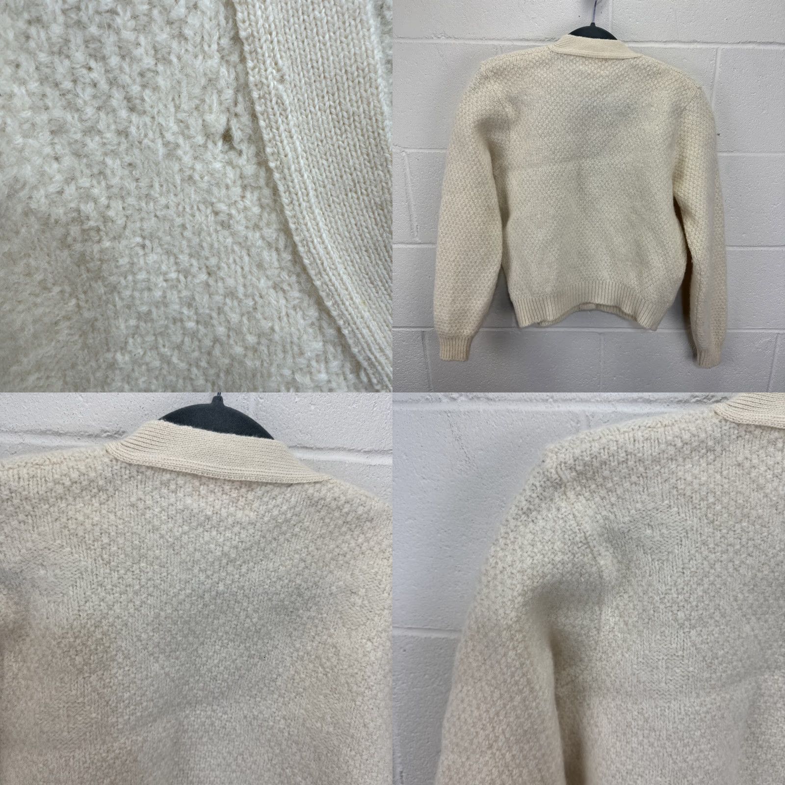 Pendleton VINTAGE Pendleton Women's V Neck Cardigan Sweater 100% Pure Virgin Wool Sz M Ivory 1970s Secretary/Geek Mens? Size M / US 6-8 / IT 42-44 - 8 Thumbnail