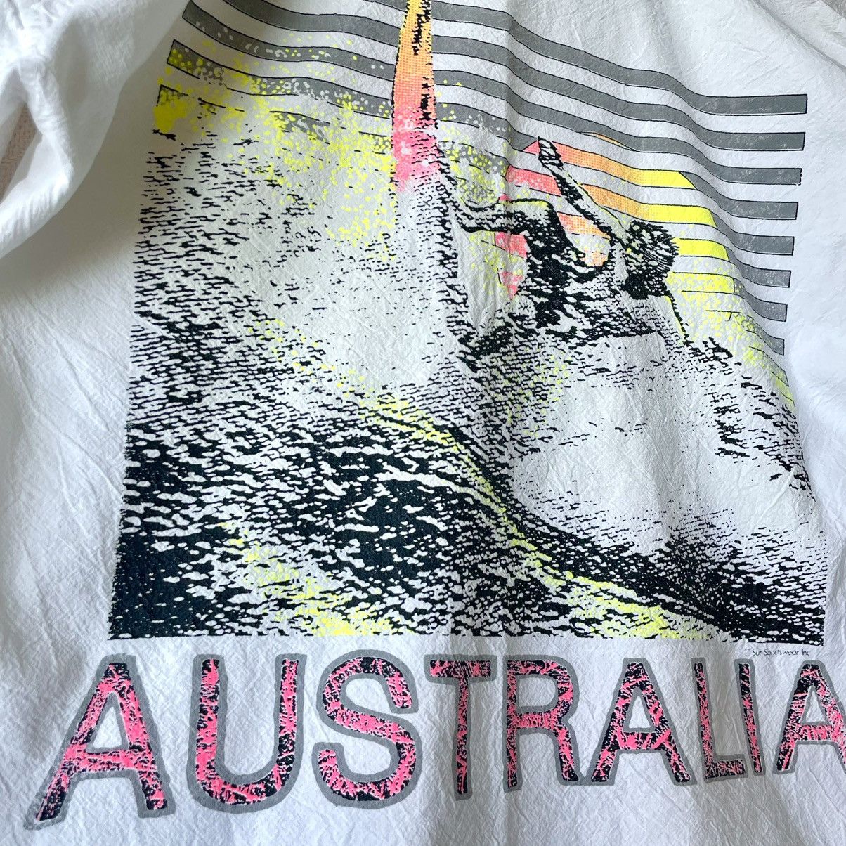 Vintage 80s Australia Surf T Shirt Neon Graphic Endless Summer Beach Size US M / EU 48-50 / 2 - 3 Thumbnail