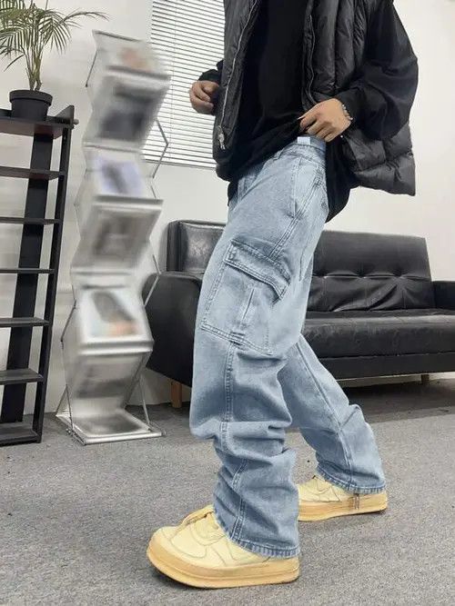 Japanese Brand Washed Cargo Drip Jeans Size US 34 / EU 50 - 3 Thumbnail
