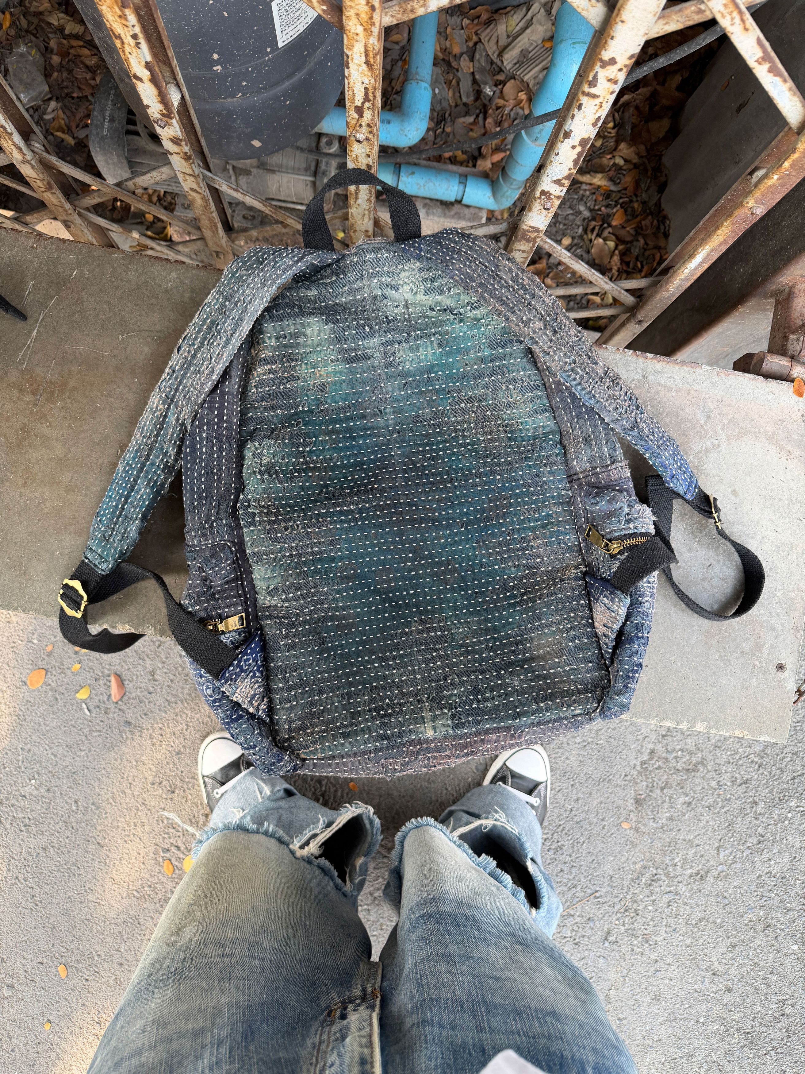 Japanese Brand BORO SASHIKO Studded Spider Web Backpack 🕷️🕸️ Size ONE SIZE - 15 Thumbnail