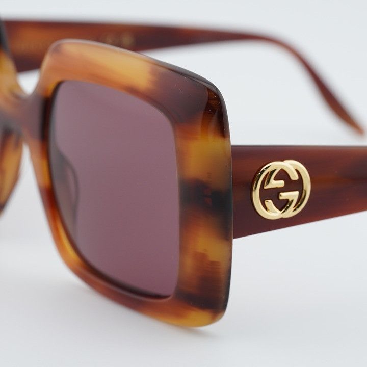 Gucci Gucci GG0896S 004 Women Sunglasses Havana Square Frame Size ONE SIZE - 3 Thumbnail