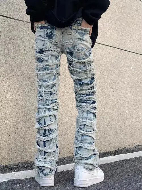 VIBE Retro scratched washed distressed stretch jeans Size US 32 / EU 48 - 7 Thumbnail