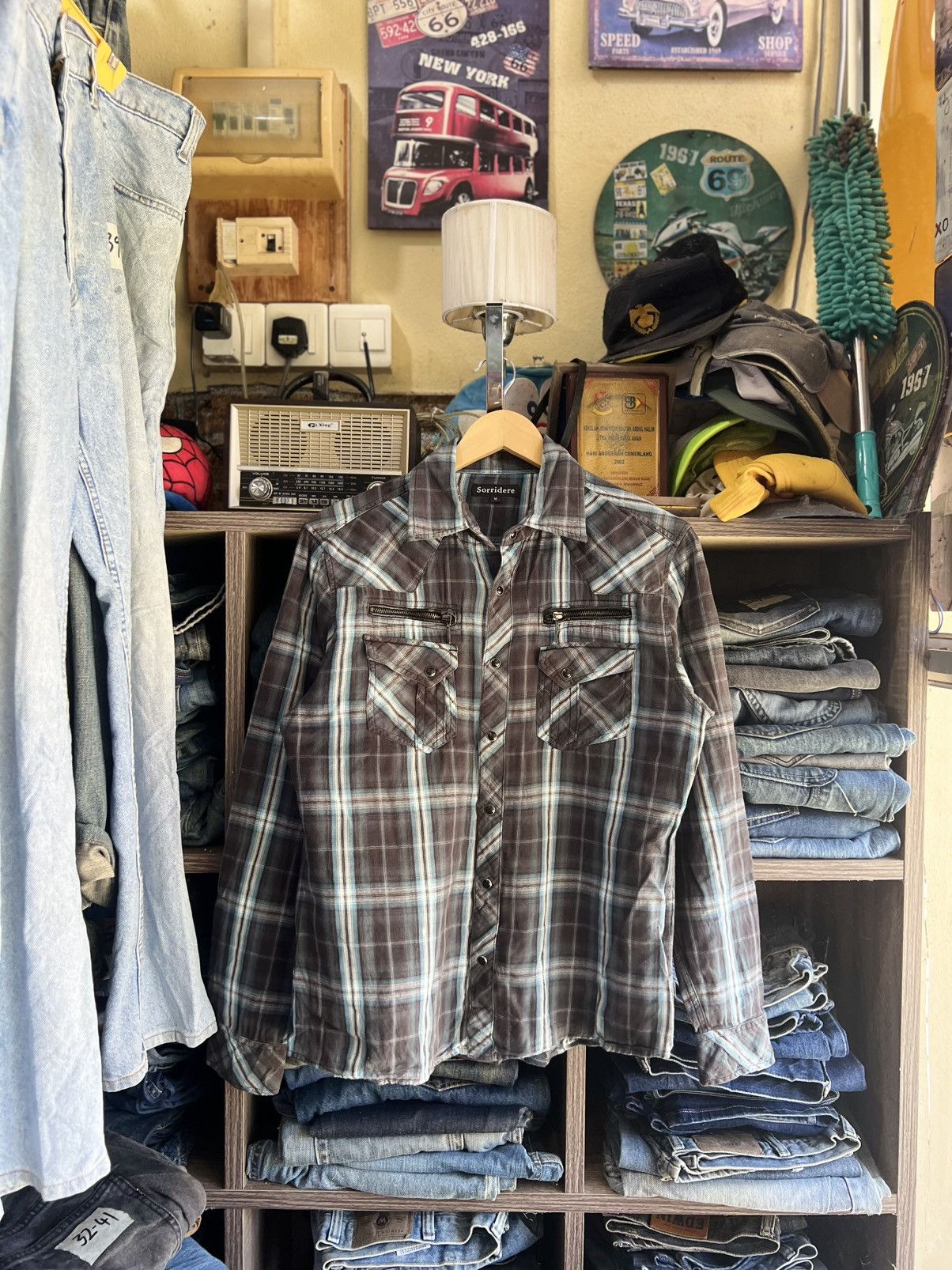 If Six Was Nine 🔥Sorridere Punk Zipper Pocket Flannel Size US S / EU 44-46 / 1 - 1 Thumbnail