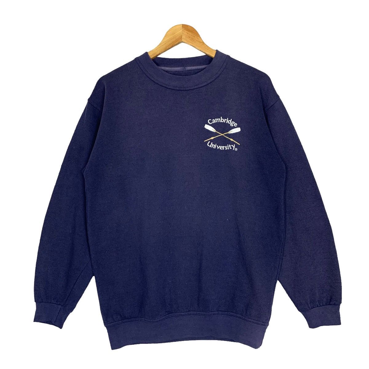 image of Collegiate x Deluxe Vintage Deluxe Sweats Cambridge University Sweatshirt in Blue (Size Small)