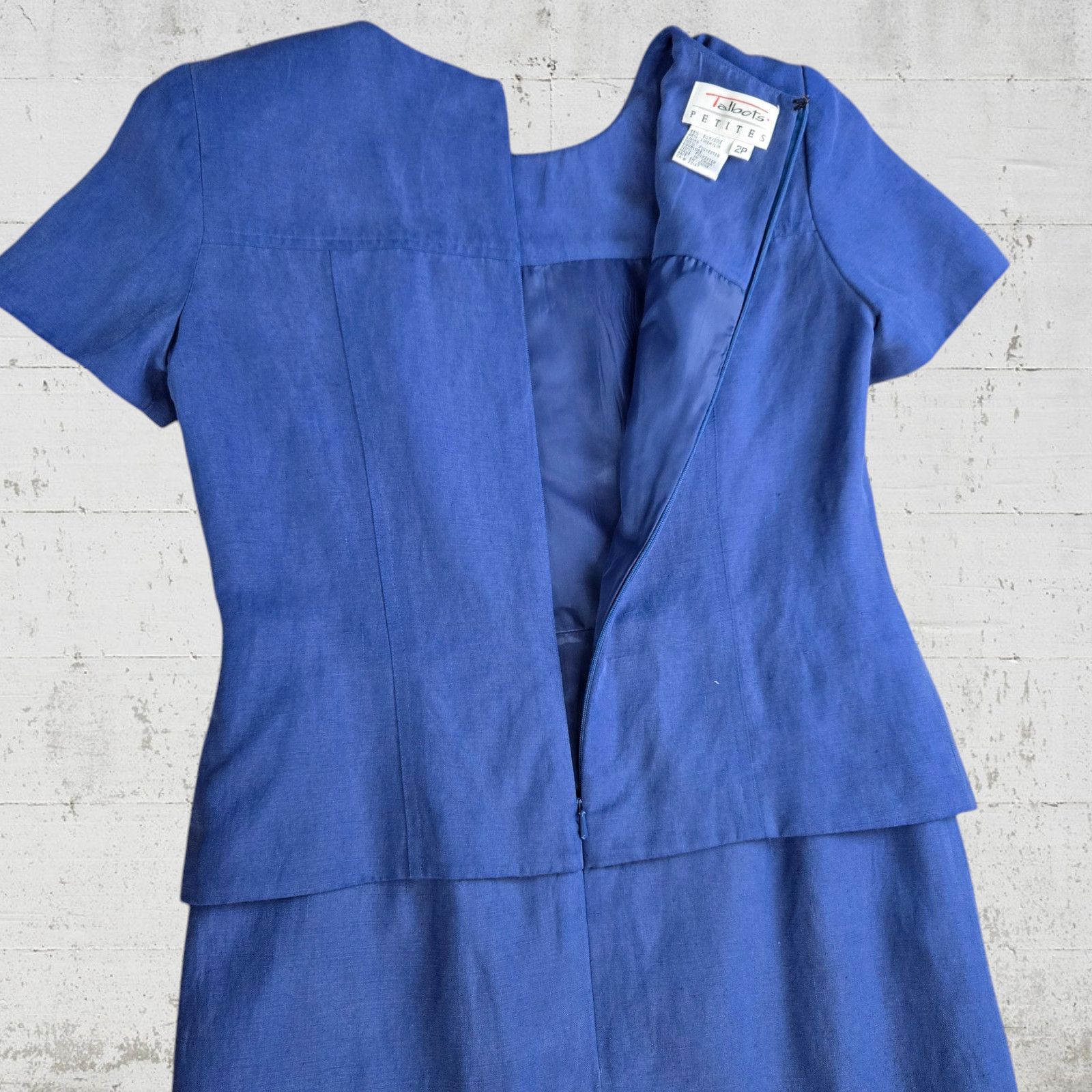 Other Vintage Blue Silk Linen Mini Dress Size 2P Size XS / US 0-2 / IT 36-38 - 6 Thumbnail
