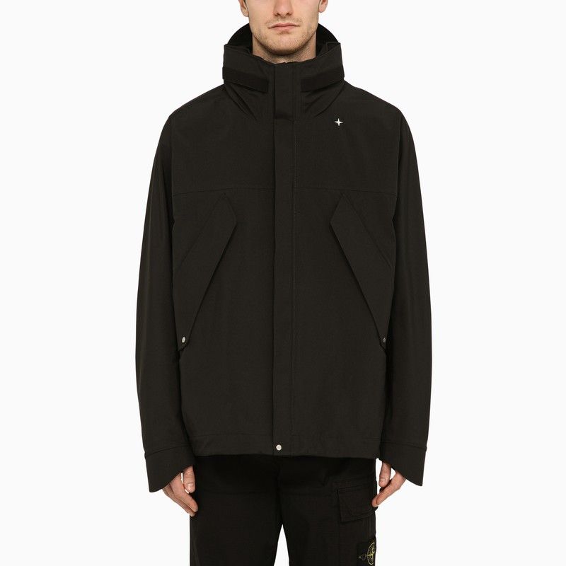 image of Stone Island 3L Stellina Black Nylon Jacket, Men's (Size Large)