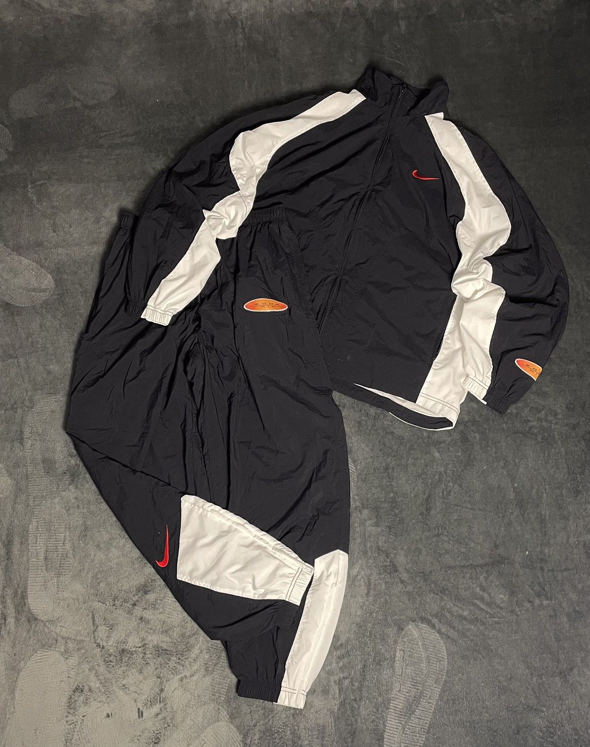 90's Vintage Nike Tracksuit Full cheapest Zip Jacket Joggers Lined Large Black & White