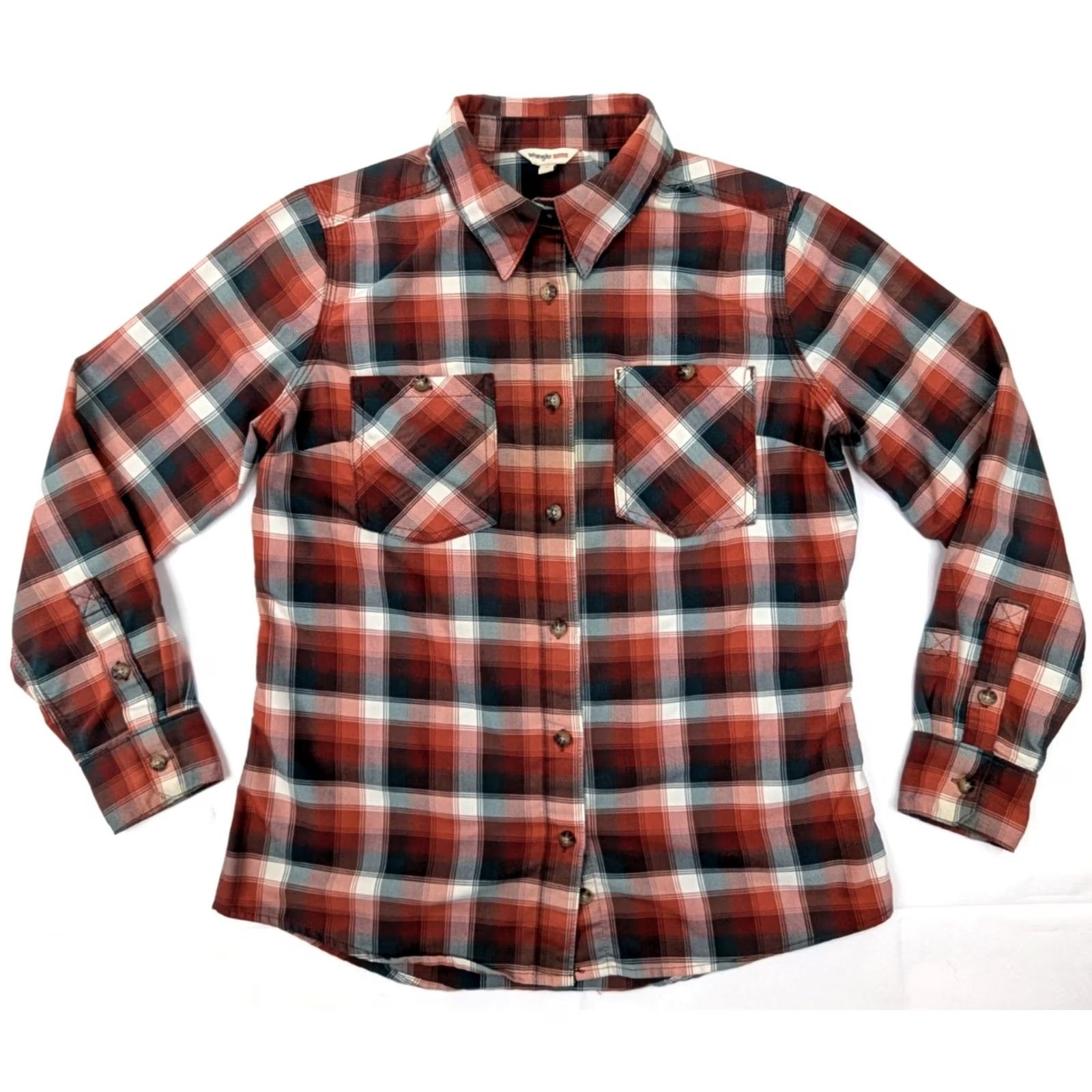 Wrangler Wrangler Shirt Lot x 3 Women S Plaid Button-Up Cotton Red Blue Gray Fall Winter Casual Workwear Size S / US 4 / IT 40 - 3 Thumbnail
